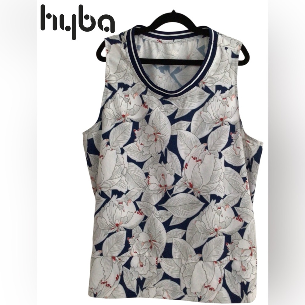 😉HYBA Navy Floral Sleeveless Tank Top